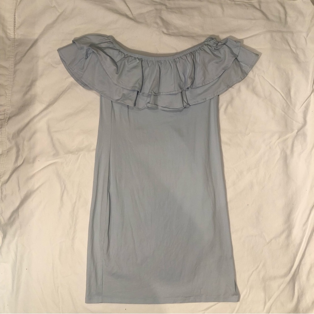 Off The Shoulder Pale Blue Dress